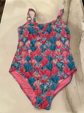 Macy's Pink & Blue Shell-Pattern One-Piece Swimsuit